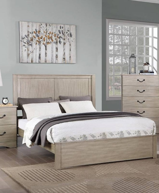 Rustic Style Eastern King Size Bed 1pc Two Panel Headboard Antique Silver Finish Bedroom Furniture