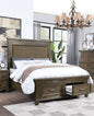 Traditional Style 1pc Queen Size Bed Footboard Drawers Upholstered Headboard Brown Finish Bedroom Furniture