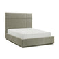 Beautiful King Platform Bed Forest Green Fabric Upholstery Durable Plywood Frame 1pc