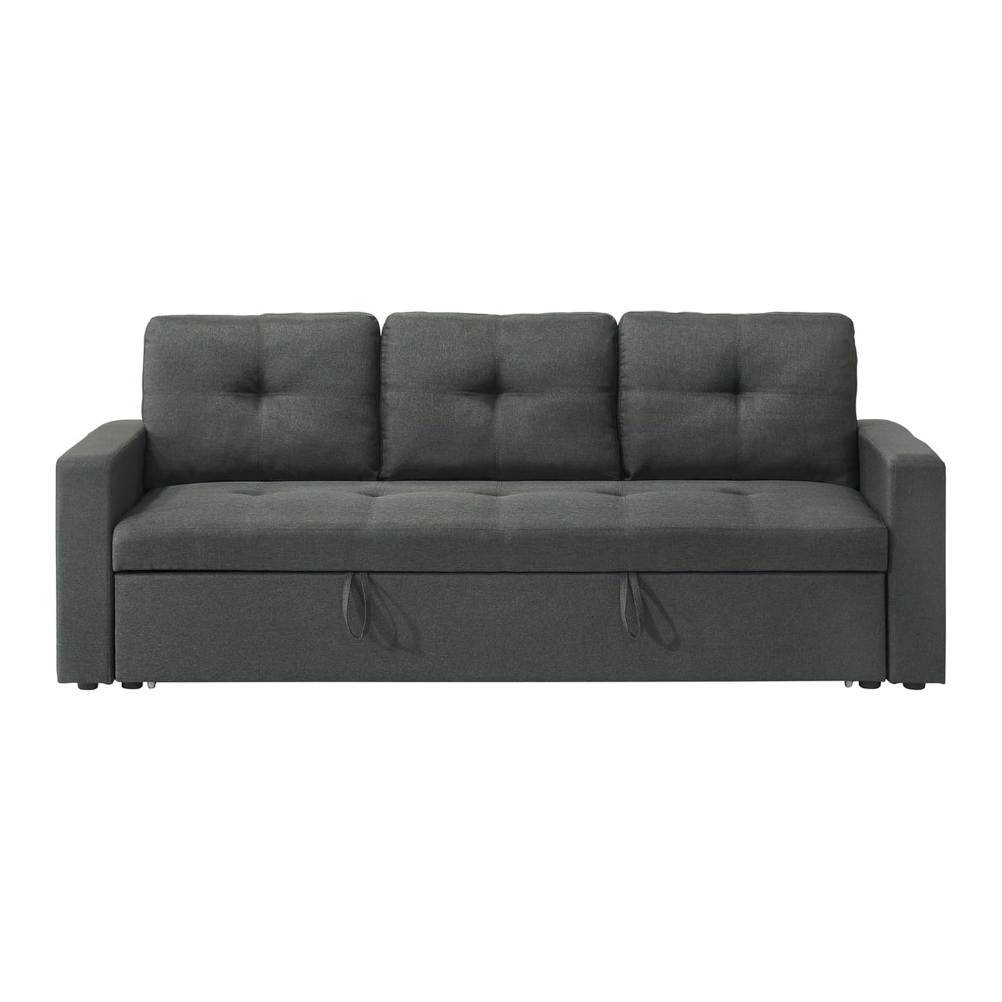 Dark Gray Fabric Sleeper Sofa with Tufted Cushions for Guest Room for Living Room