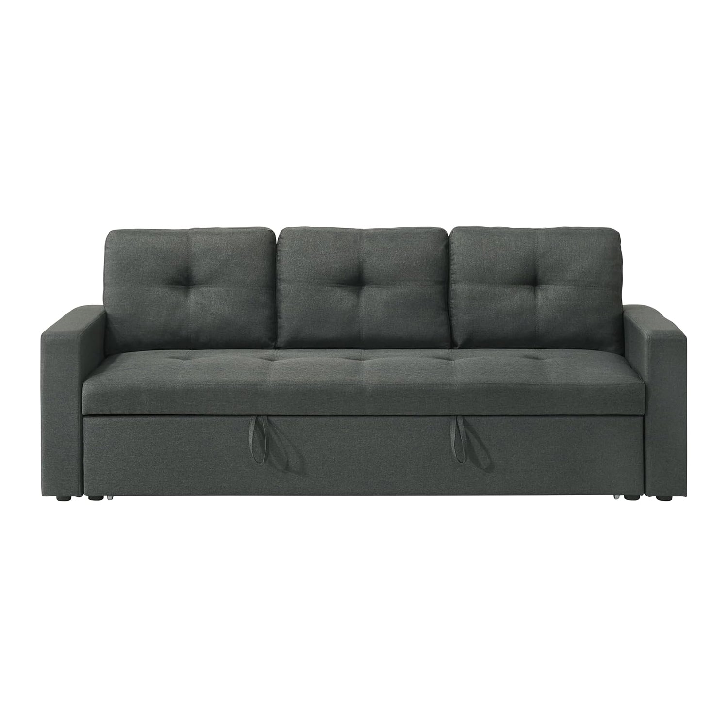 Dark Gray Fabric Sleeper Sofa with Tufted Cushions for Guest Room for Living Room