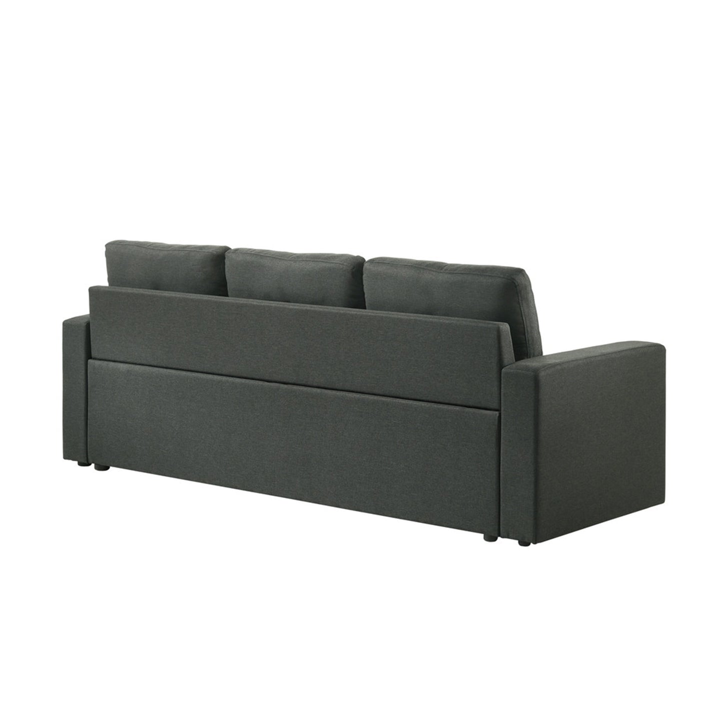 Dark Gray Fabric Sleeper Sofa with Tufted Cushions for Guest Room for Living Room