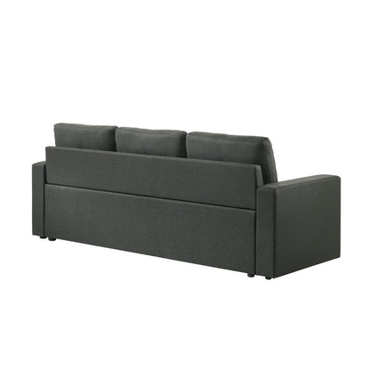 Dark Gray Fabric Sleeper Sofa with Tufted Cushions for Guest Room for Living Room