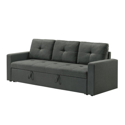 Fabric Upholstered Sleeper Sofa with Tufted Cushions, Dark Gray