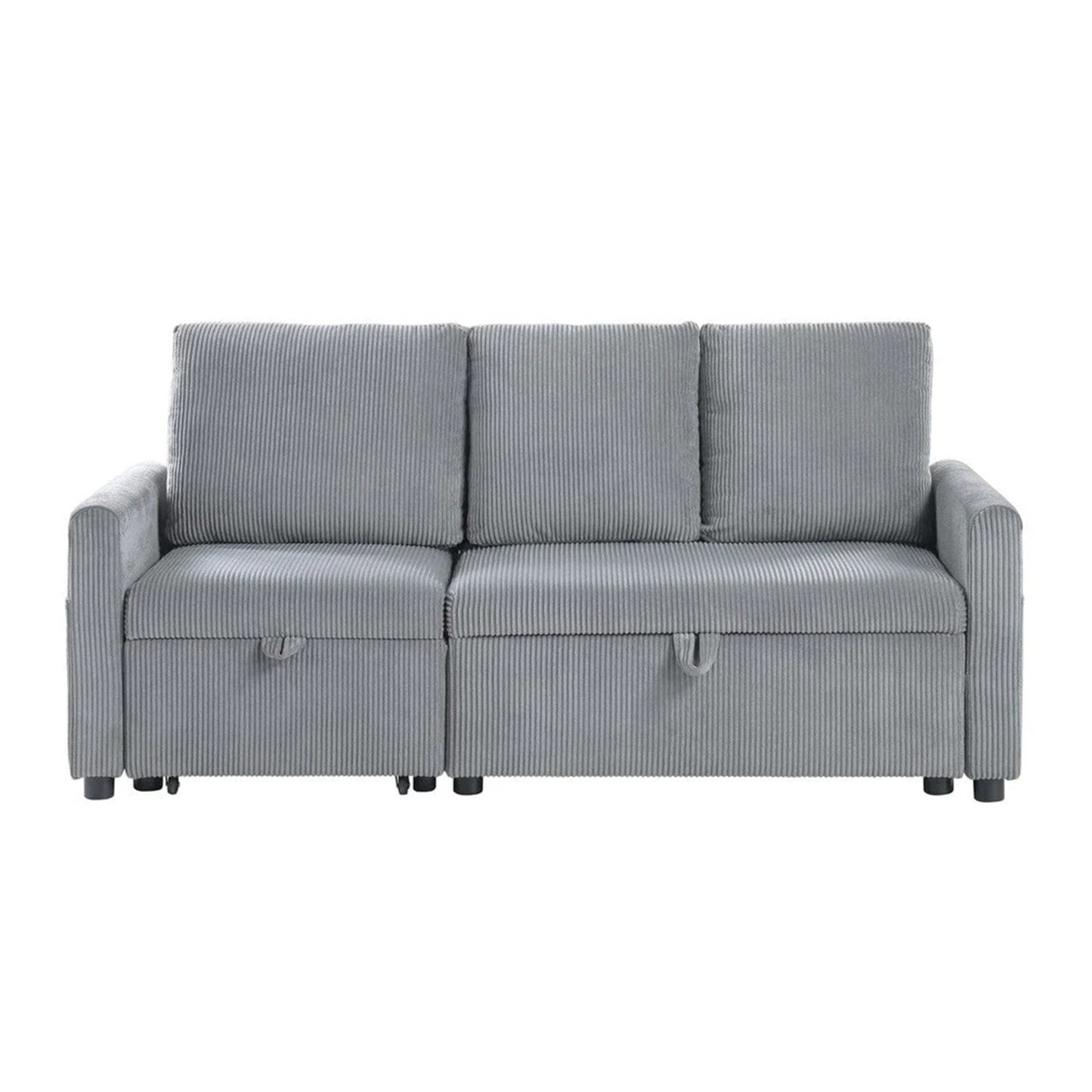 Gray Corduroy 3 Seat Sofa with Storage