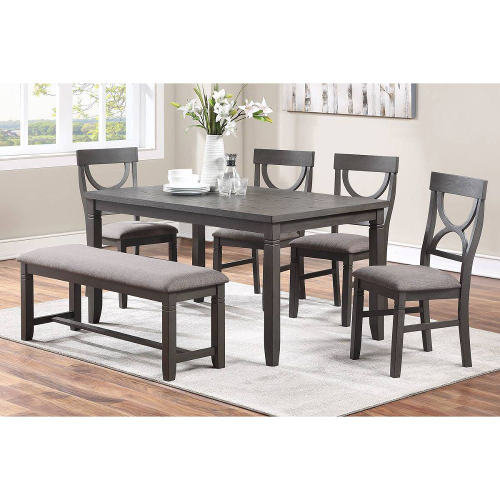 Dasher 6 Piece Wood Dining Set, Grey - Seats 6