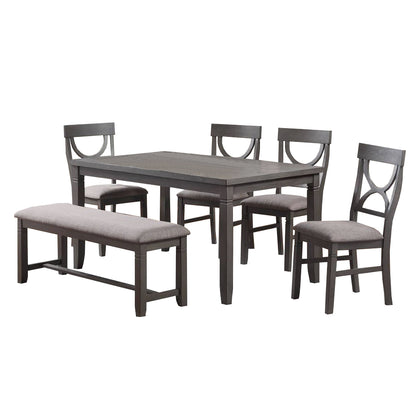 Dasher 6 Piece Wood Dining Set, Grey