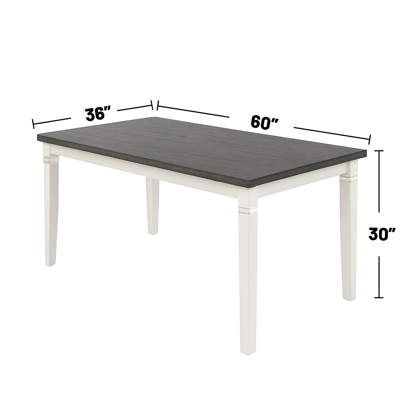 6 Person Grey White Rectangular Dining Table Set