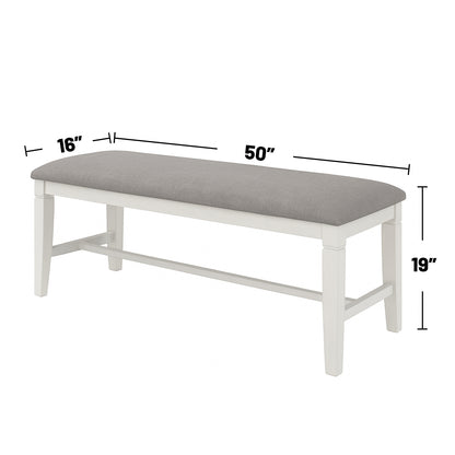 6 Person Grey White Rectangular Dining Table Set