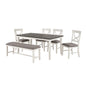 Carrol 6 Piece Wood Dining Set, White and Grey