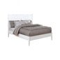 Mid-Century Modern Queen Size Wooden Platform Bed in White Finish