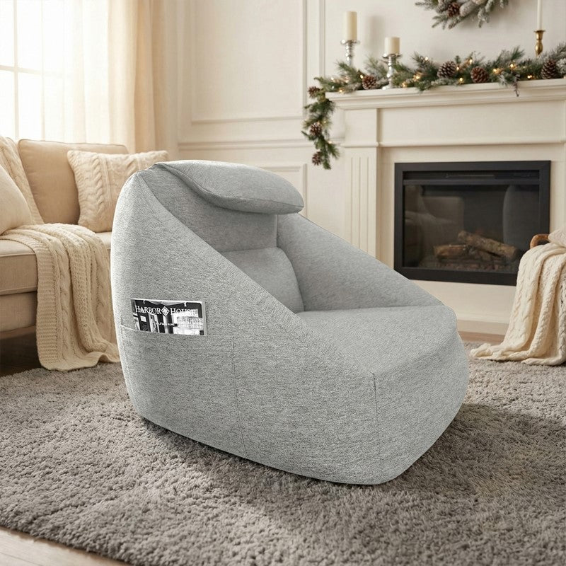 Grey Polyester Inflatable Couch - 1 Seat for Living Room