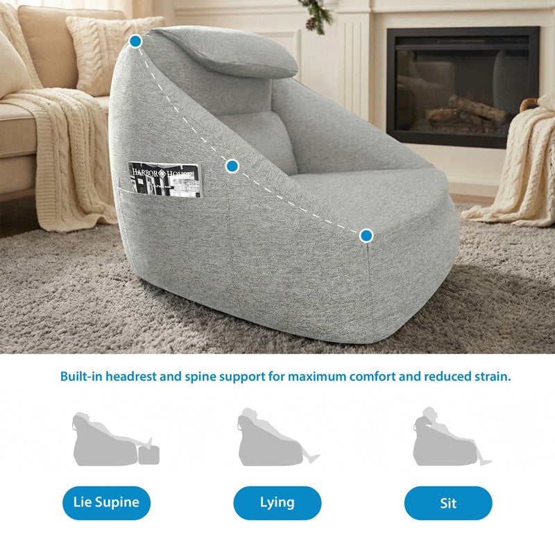 Grey Polyester Inflatable Couch - 1 Seat for Living Room