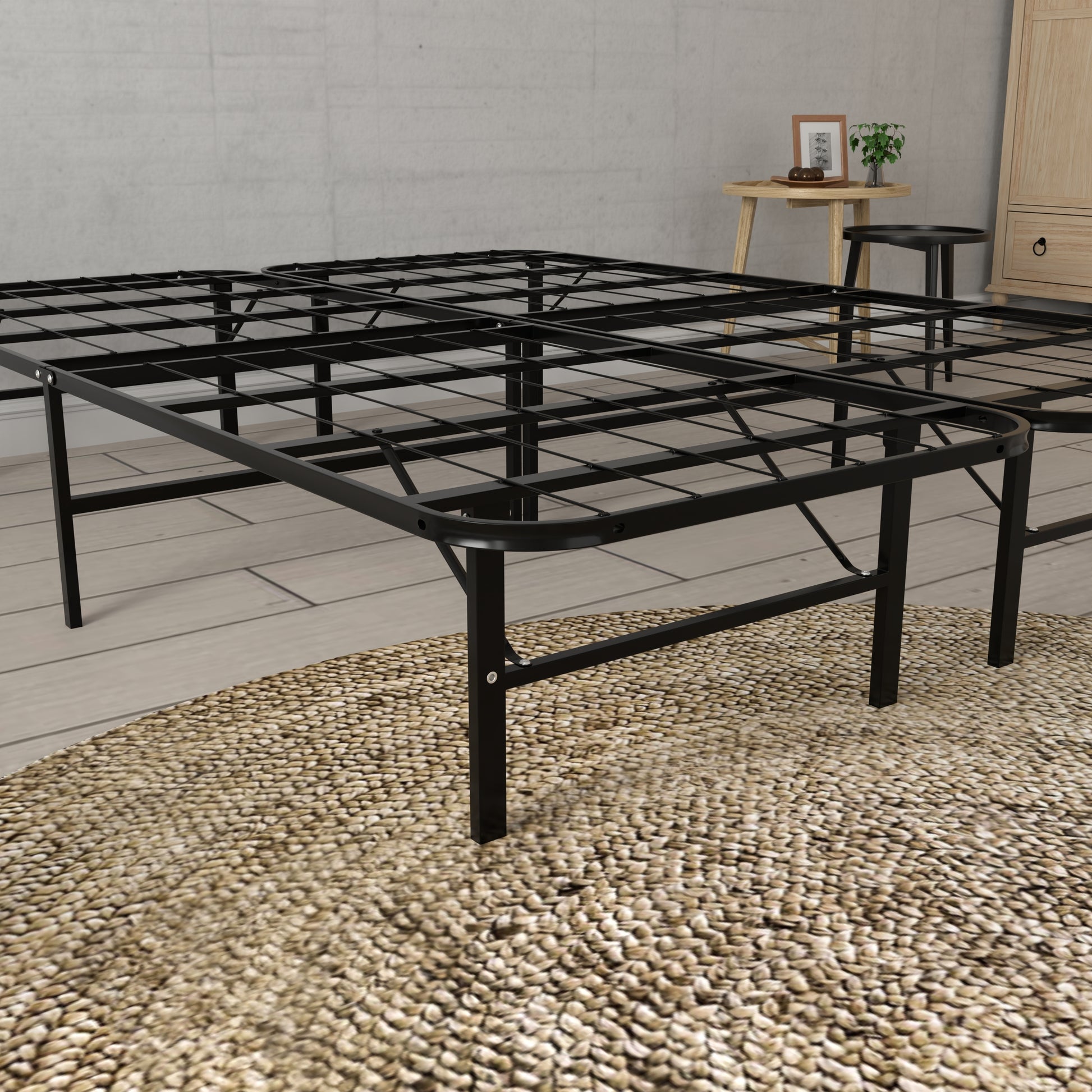Twin XL Steel Platform Bed Foundation - Black