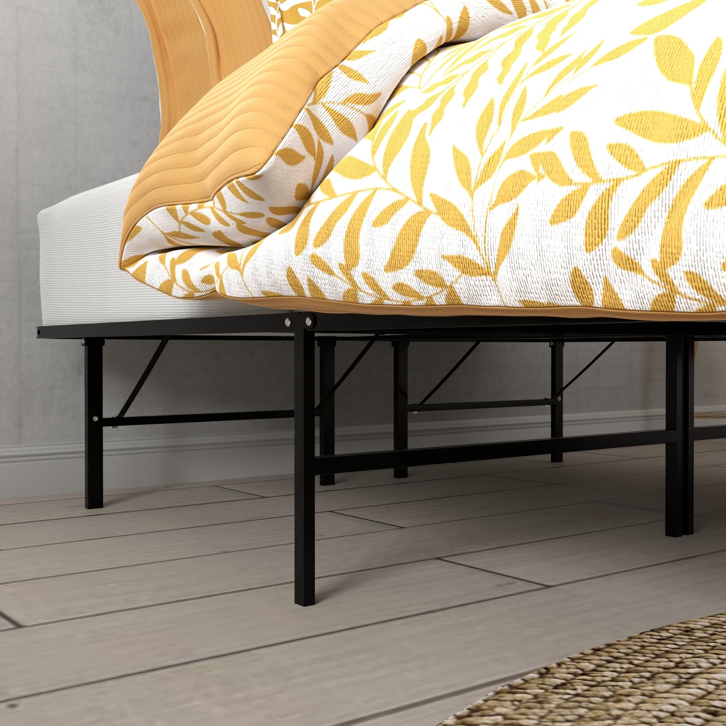 Twin XL Steel Platform Bed Foundation - Black
