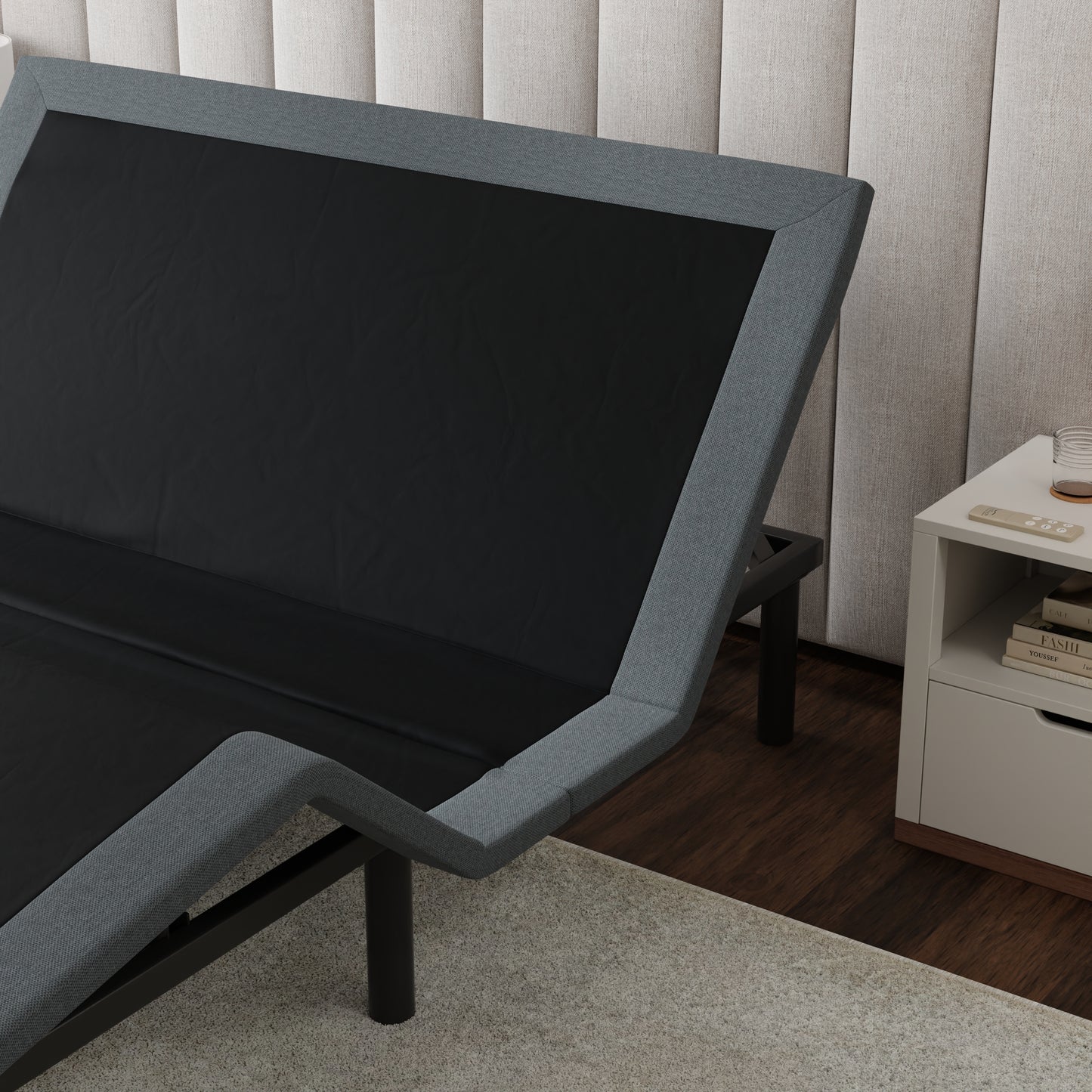 Queen Adjustable Bed Base - Black & Gray Steel Frame