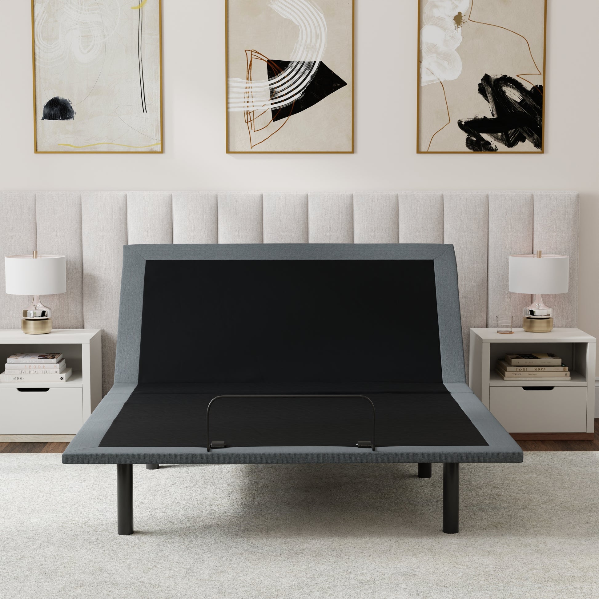 Queen Adjustable Bed Base - Black & Gray Steel Frame