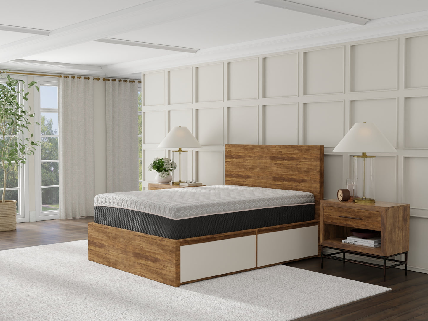 Queen Copper Memory Foam Mattress - Black Gray
