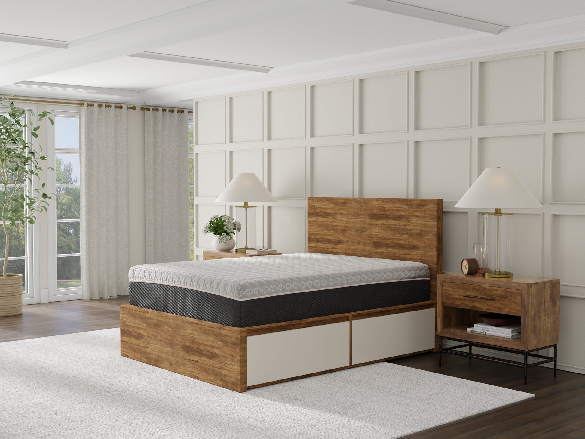 Queen Copper Memory Foam Mattress - Black Gray
