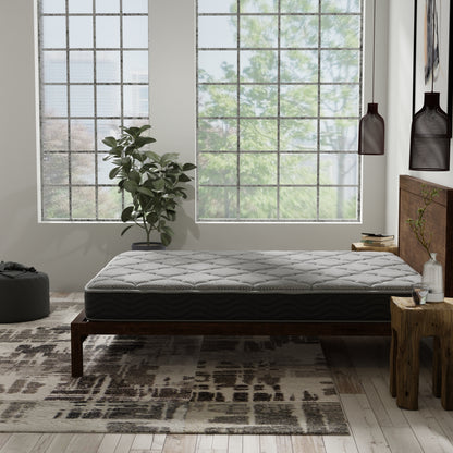 Queen Hybrid 8 Inch Firm Mattress - Foam+Spring Black Gray for Bedroom