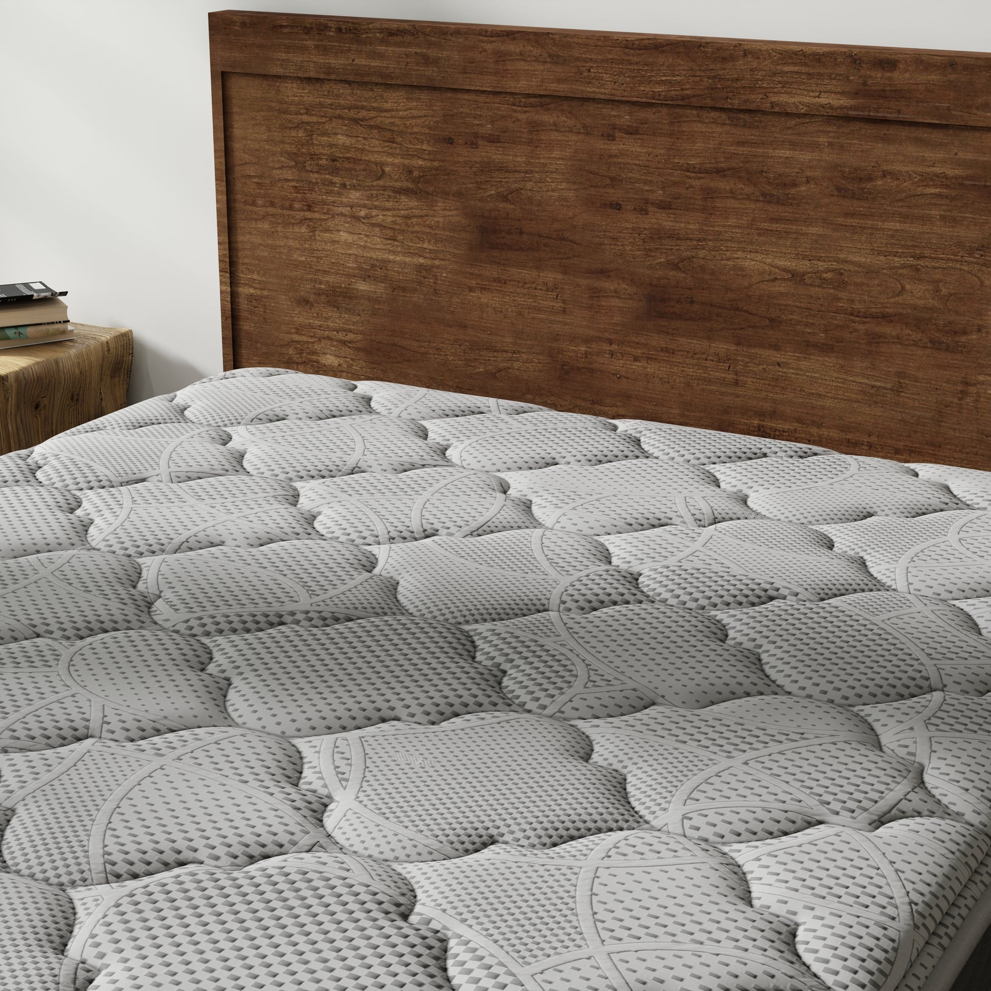 Queen Hybrid 8 Inch Firm Mattress - Foam+Spring Black Gray for Bedroom