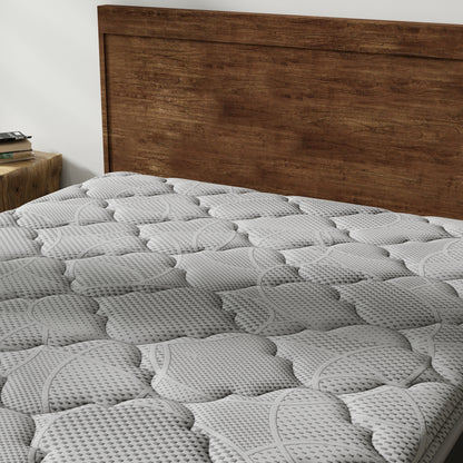Queen Hybrid 8 Inch Firm Mattress - Foam+Spring Black Gray for Bedroom