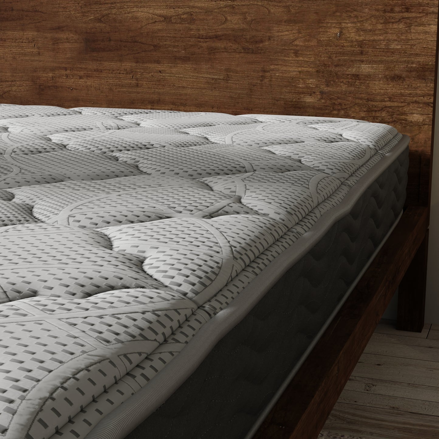 Queen Hybrid 8 Inch Firm Mattress - Foam+Spring Black Gray for Bedroom