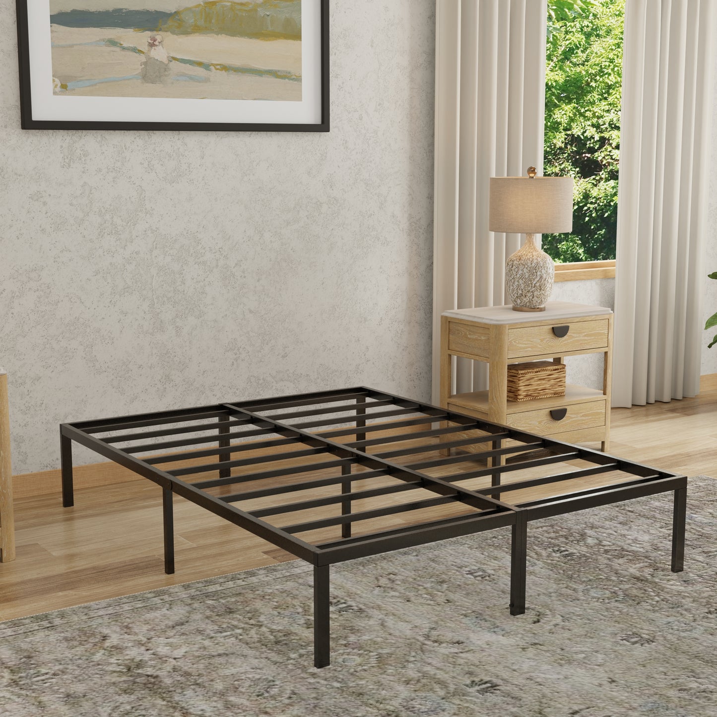 Twin Steel Platform Bed Frame - Black for Bedroom