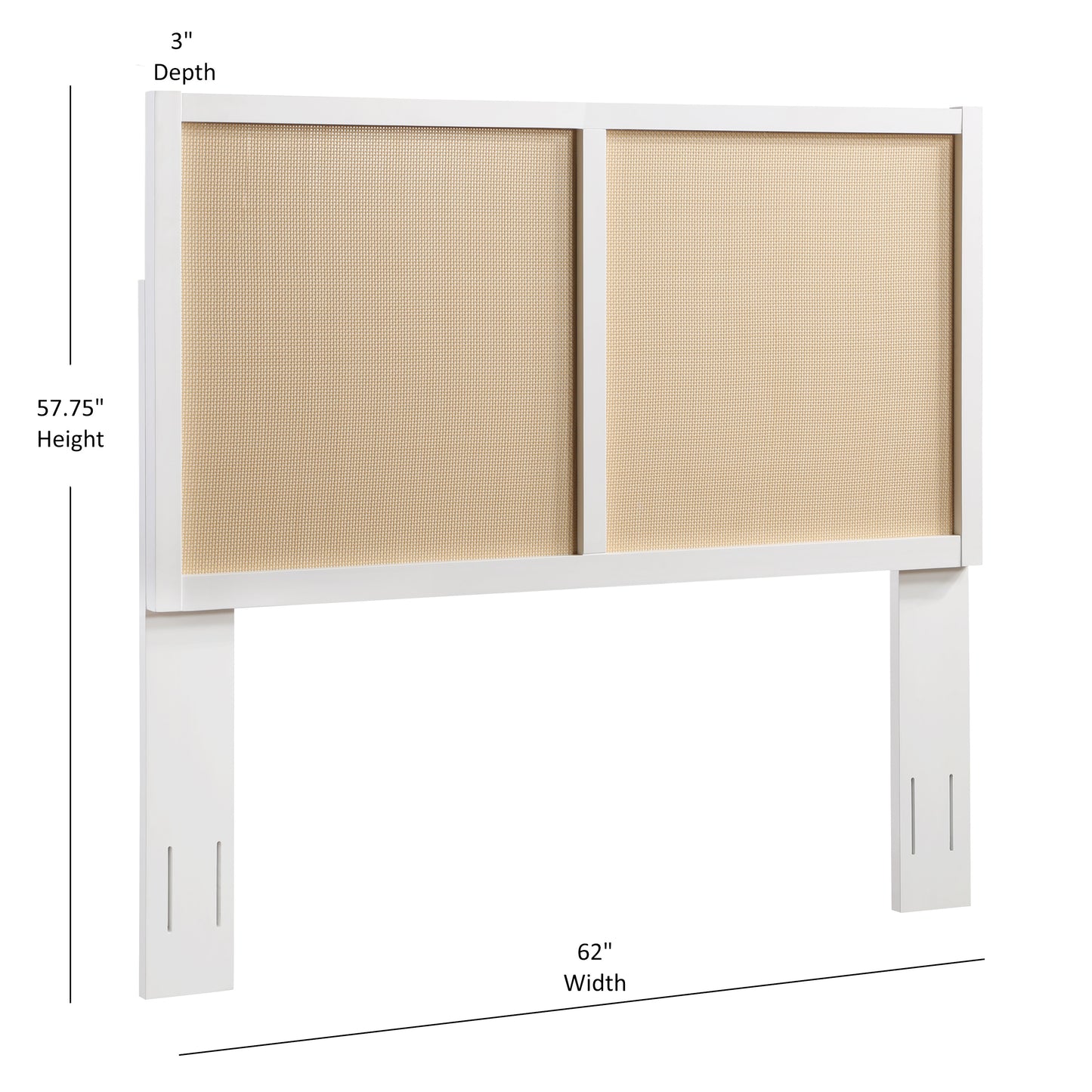 Coastal Cane Queen Headboard - White Wood Frame