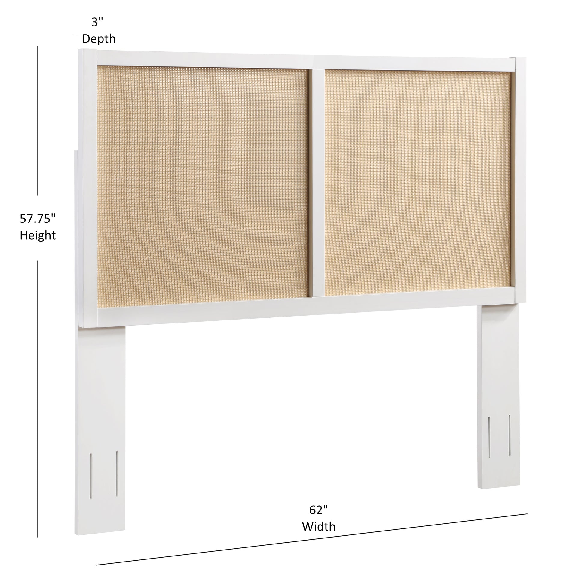 Coastal Cane Queen Headboard - White Wood Frame