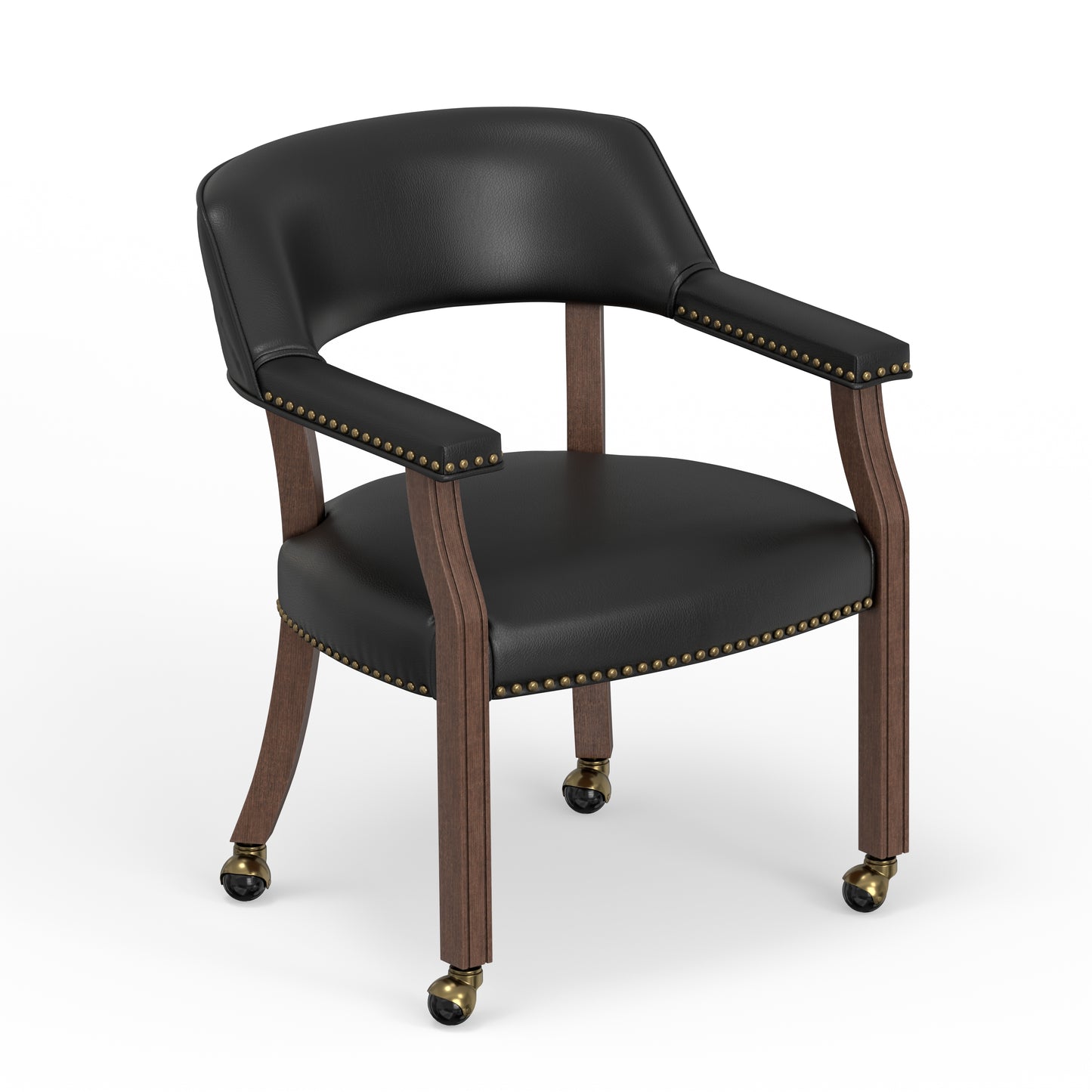 Walnut Brown Dining Chair with Black Faux Leather