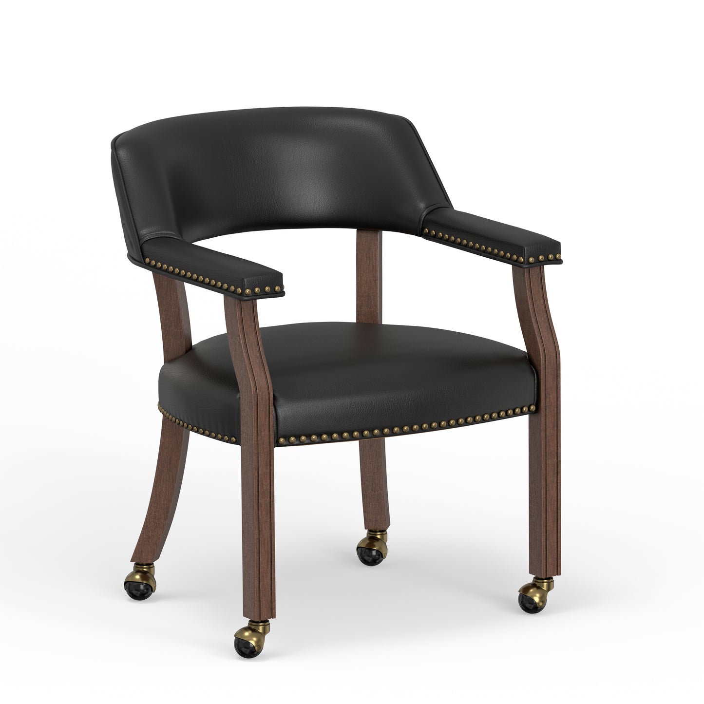 Walnut Brown Dining Chair with Black Faux Leather
