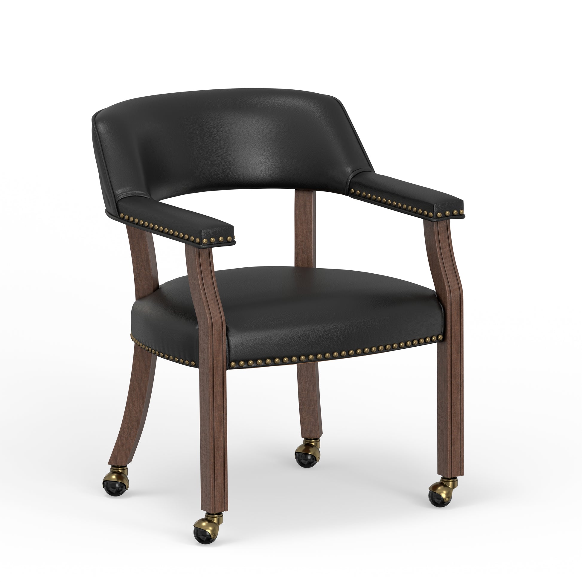 Walnut Brown Dining Chair with Black Faux Leather