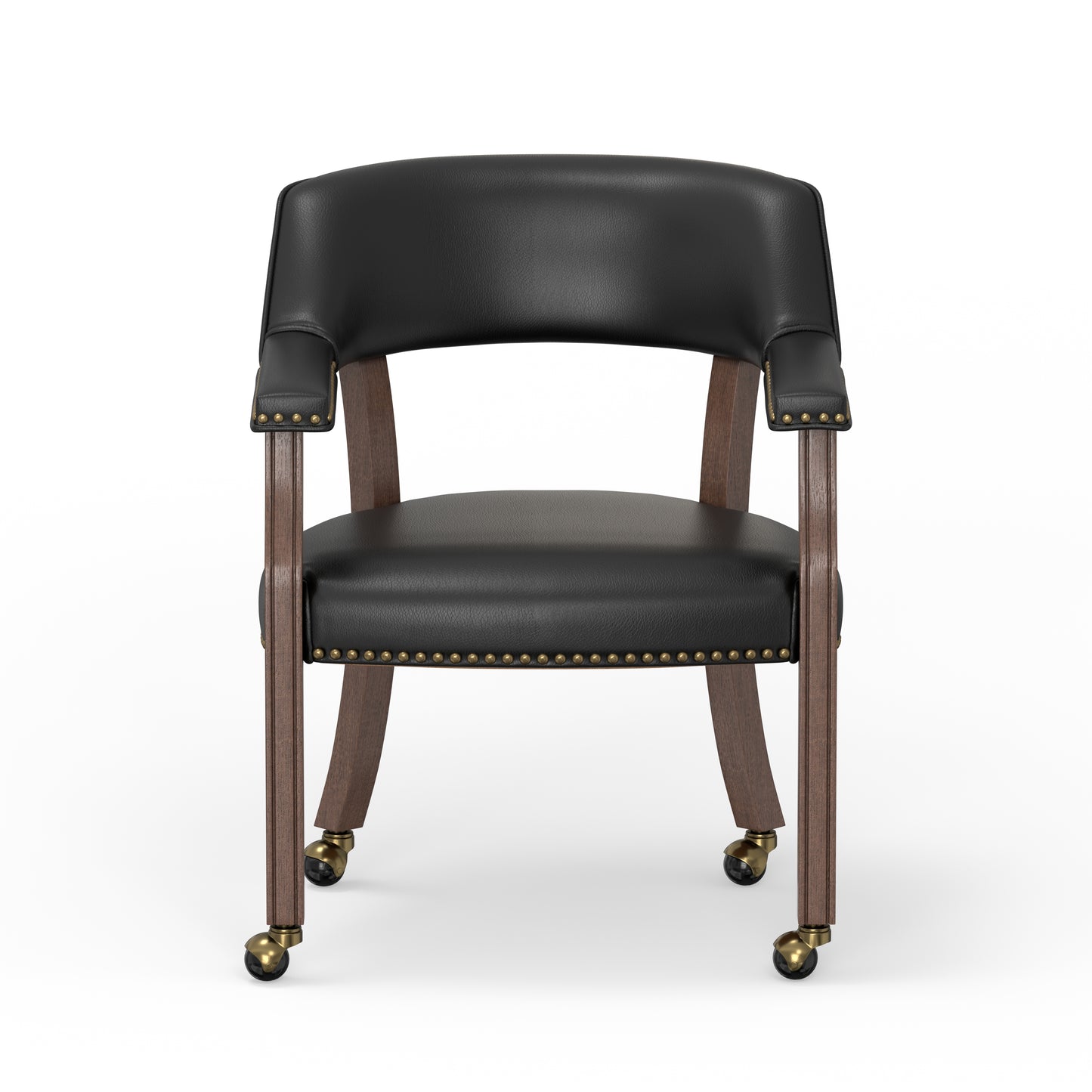Walnut Brown Dining Chair with Black Faux Leather