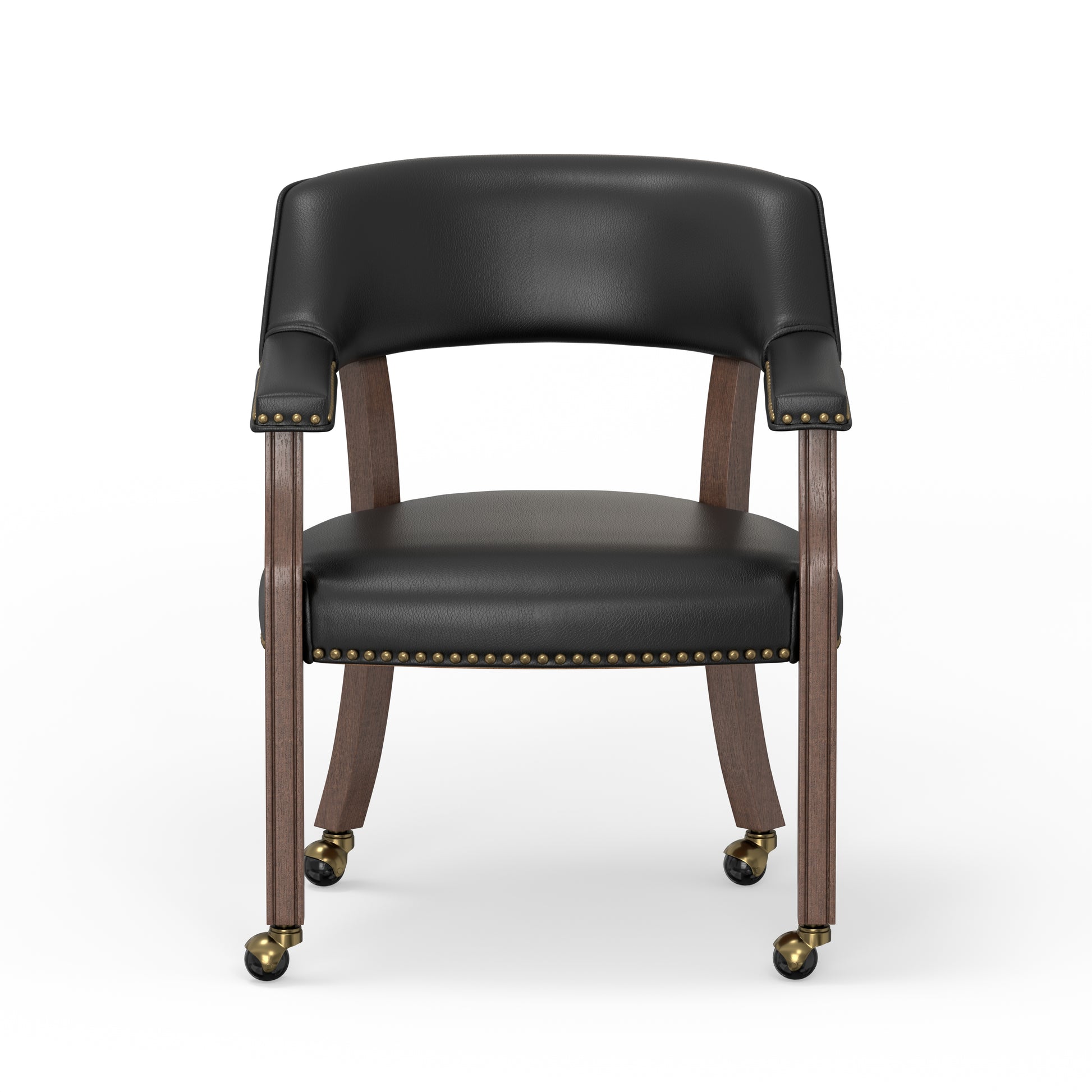 Walnut Brown Dining Chair with Black Faux Leather