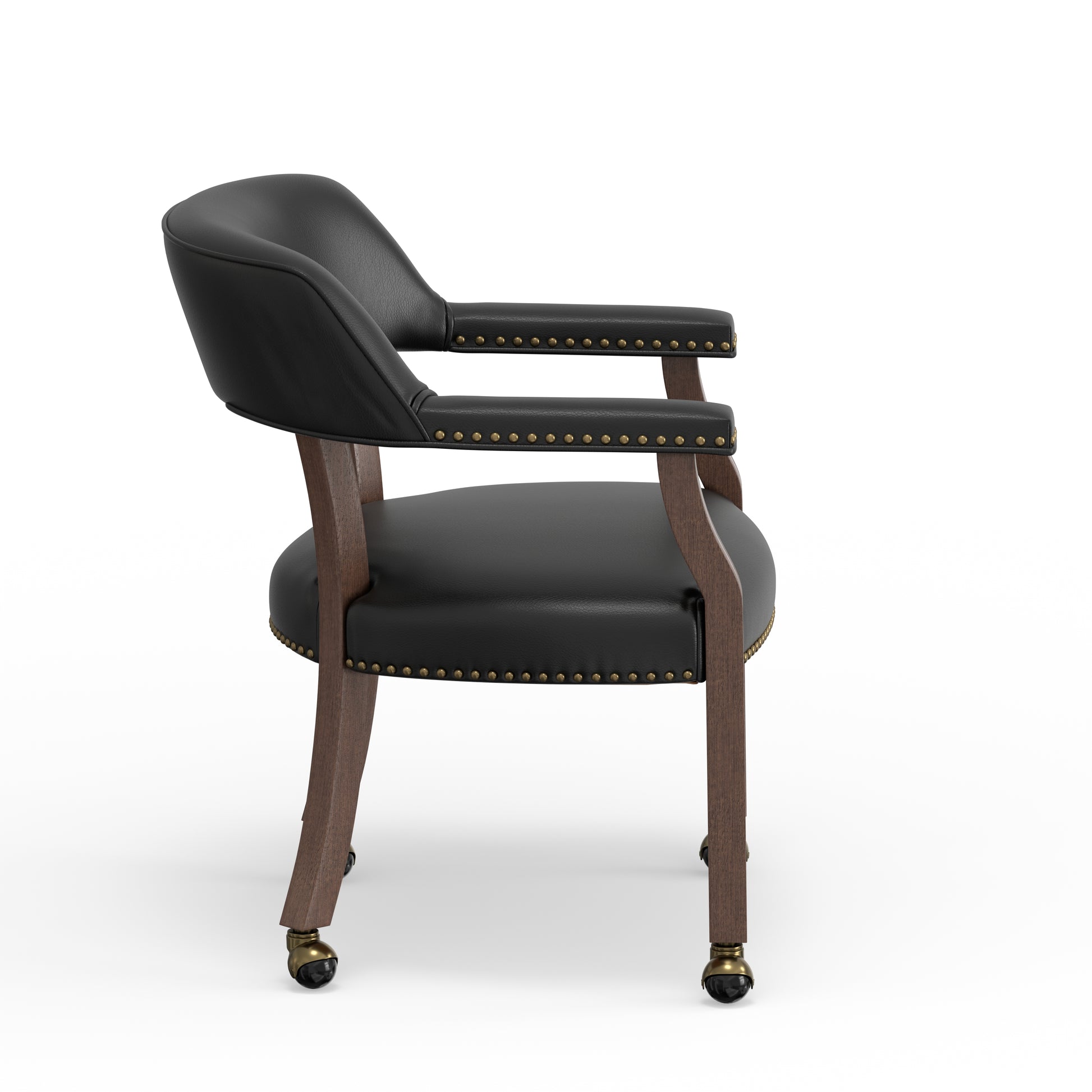 Walnut Brown Dining Chair with Black Faux Leather