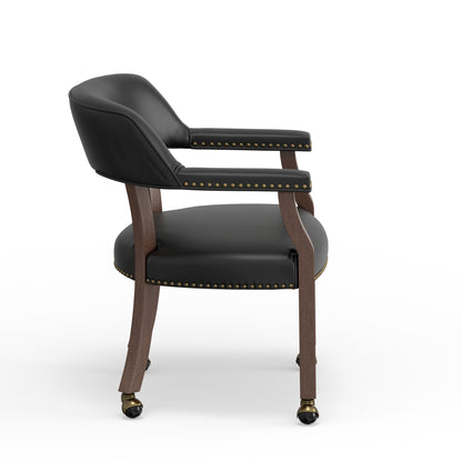 Walnut Brown Dining Chair with Black Faux Leather