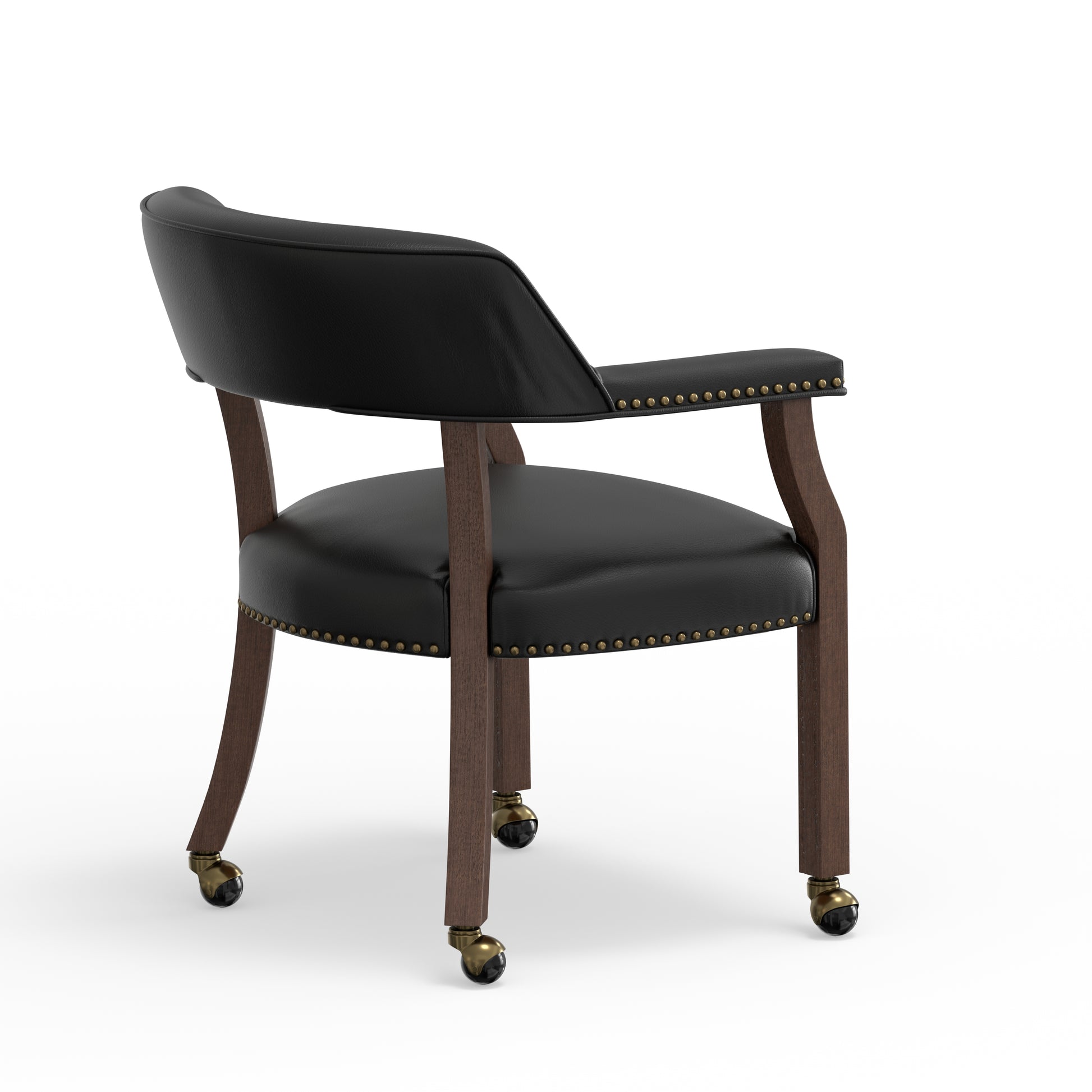 Walnut Brown Dining Chair with Black Faux Leather