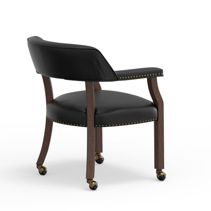 Walnut Brown Dining Chair with Black Faux Leather