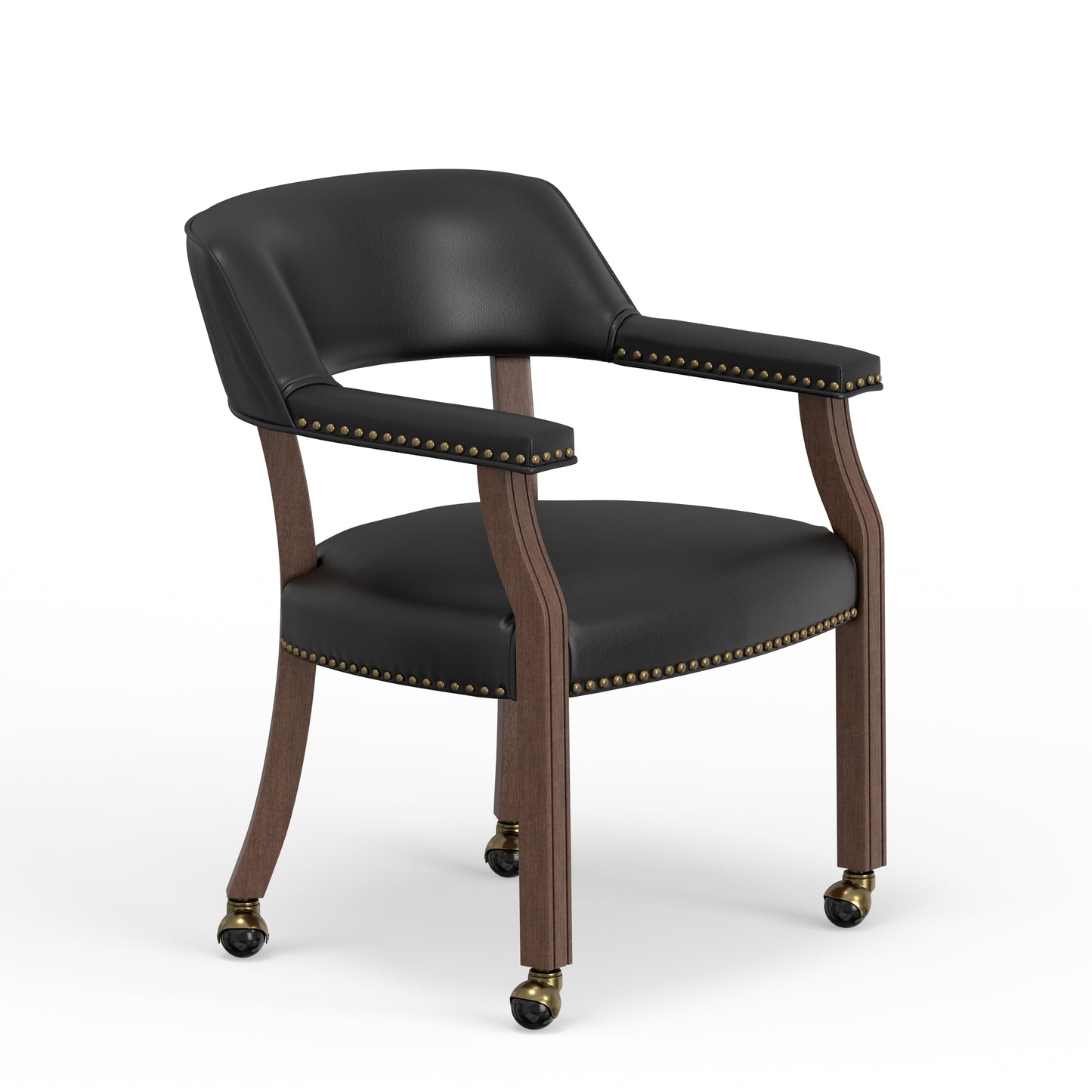 Walnut Brown Dining Chair with Black Faux Leather