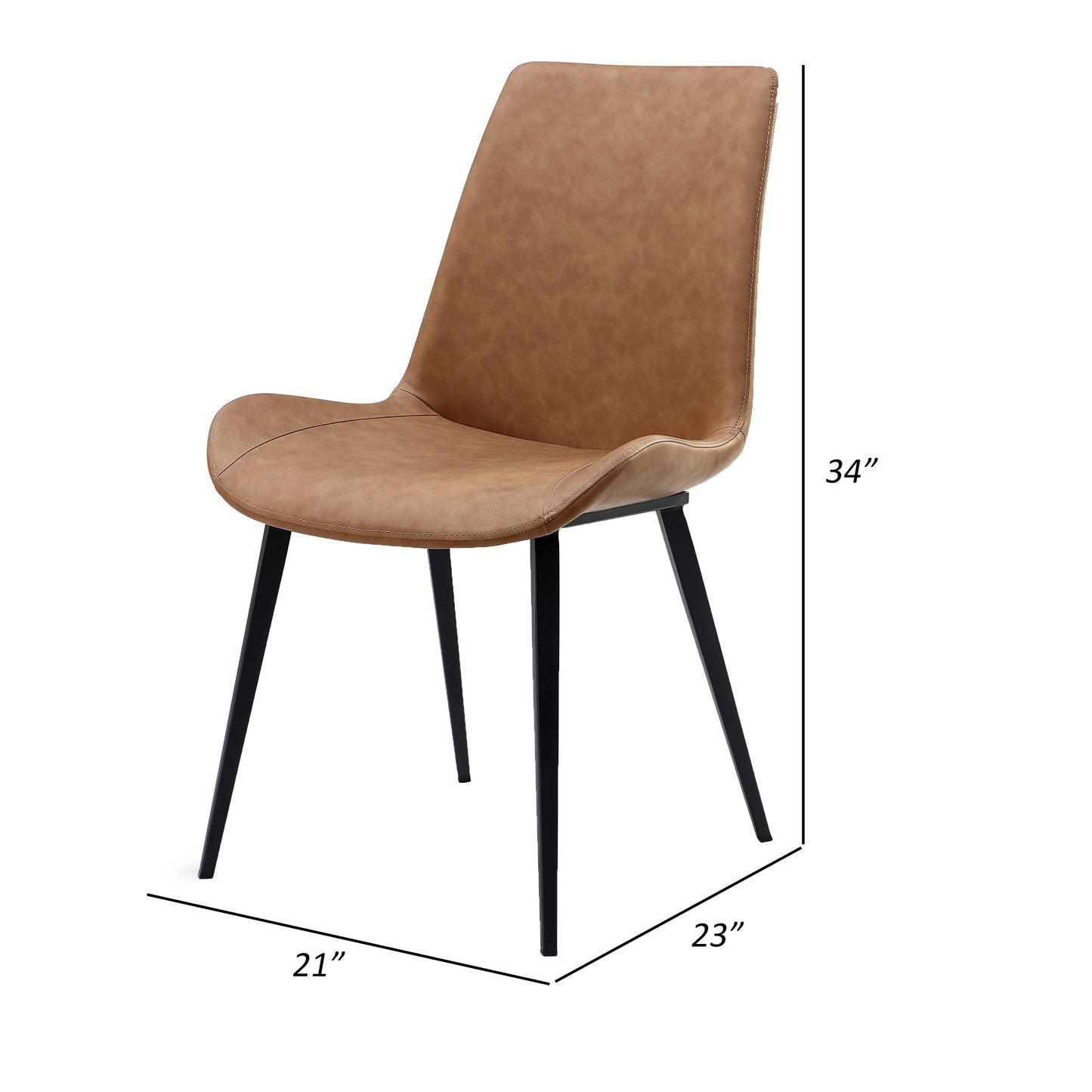 Modern Brown Faux Leather Dining Chairs - Set of 2