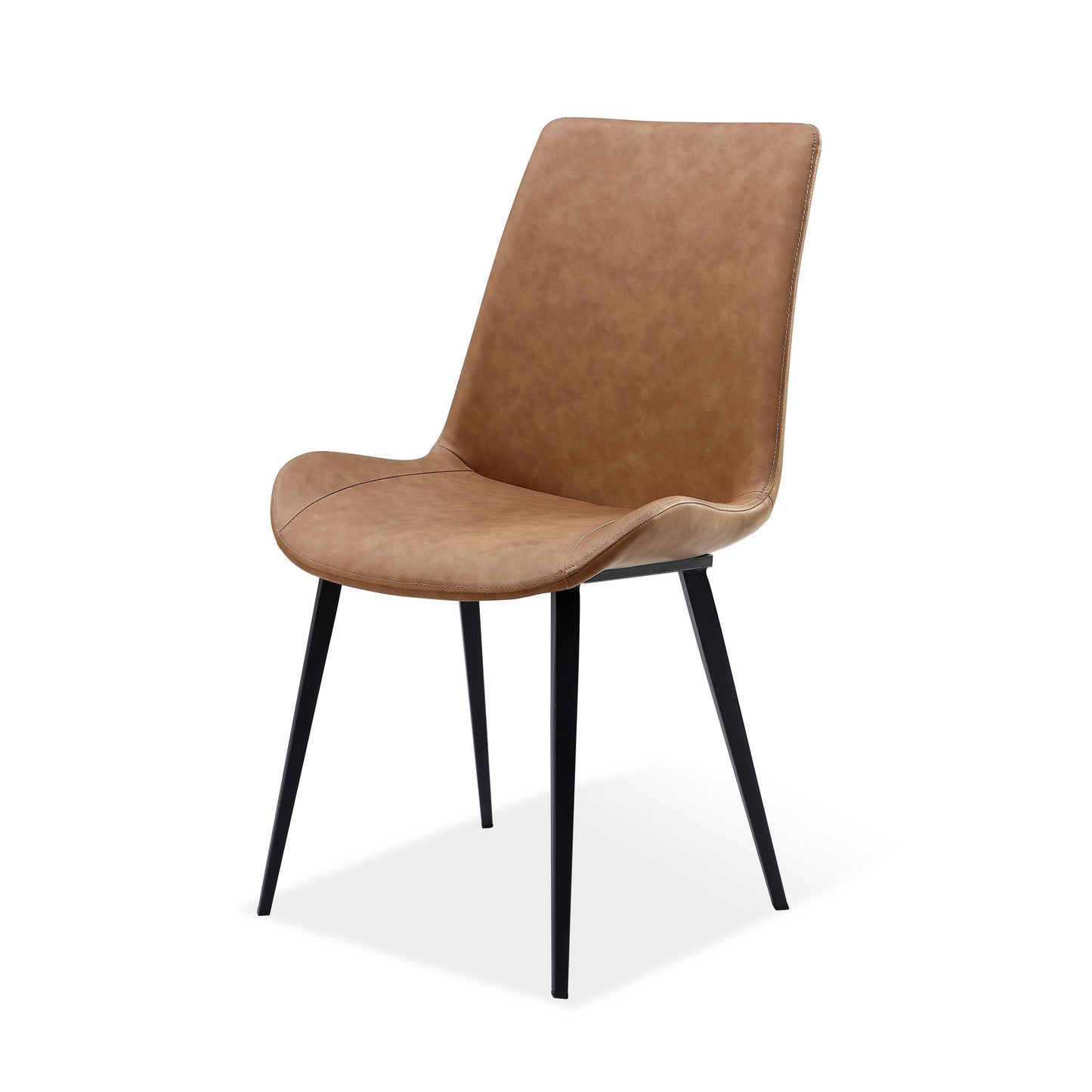 Modern Brown Faux Leather Dining Chairs - Set of 2