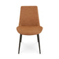 21 Inch Set of 2 Dining Chairs, Brown Faux Leather, Angled Black Steel Legs