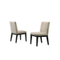 19 Inch Wood Dining Chair, Set of 2, Padded Backrest, Beige Upholstery