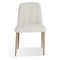 Rise 19 Inch Dining Chairs, Soft Boucle Upholstery, Set of 2, White, Bronze