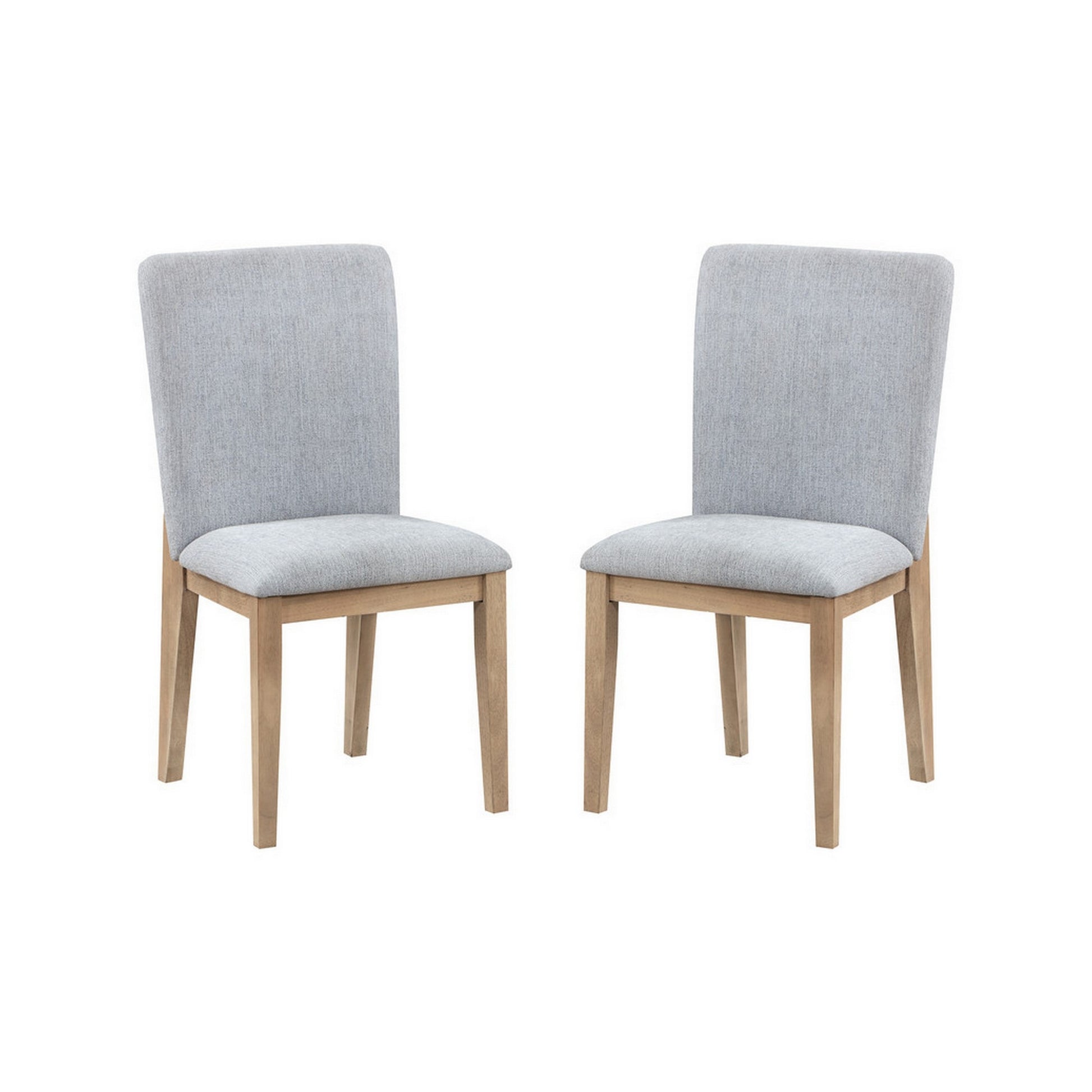 Emi 25 Inch Dining Chair Set of 2, Cushioned Seat, Gray Linen Upholstery