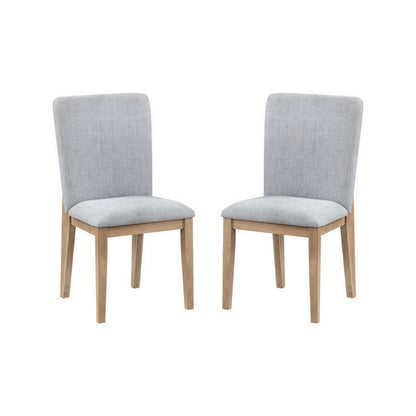 Emi 25 Inch Dining Chair Set of 2, Cushioned Seat, Gray Linen Upholstery