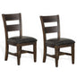 Flint Dining Chair, Set of 2, Ladderback, Dark Gray Fabric and Brown Mahogany