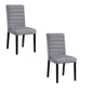 Andy 18 Inch Side Dining Chairs Set of 2, Channel Tufted Gray Velvet, Black Wood
