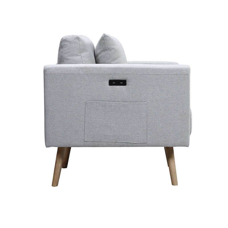 Easton 75" Light Gray Linen Sofa - USB & Storage